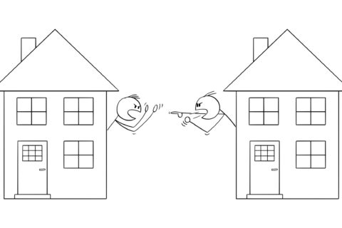 Dessin de deux voisins qui se disputent