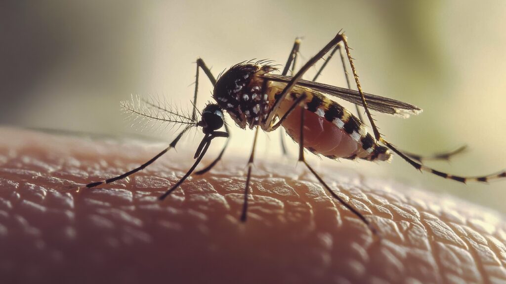 Moustique posé sur de la peau - Agrandir l'image, fenêtre modale