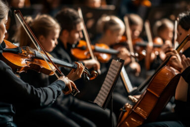 Jeunes musiciens jouant du violon