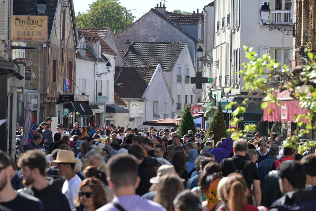 Une foule de personnes à la brocante - Agrandir l'image, fenêtre modale