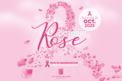 Affiche de l’événement Octobre Rose avec un gros ruban rose centrale - Agrandir l'image, fenêtre modale