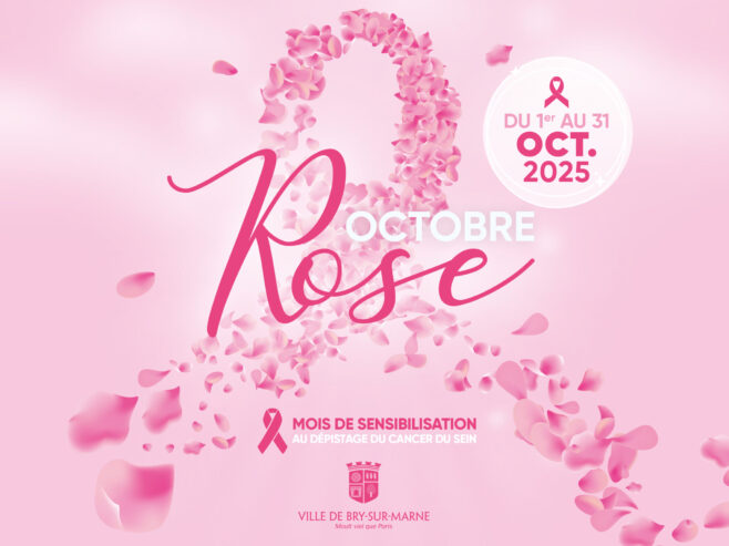 Affiche de l’événement Octobre Rose avec un gros ruban rose centrale