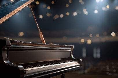 Un piano sur une scène de spectacle - Agrandir l'image, fenêtre modale